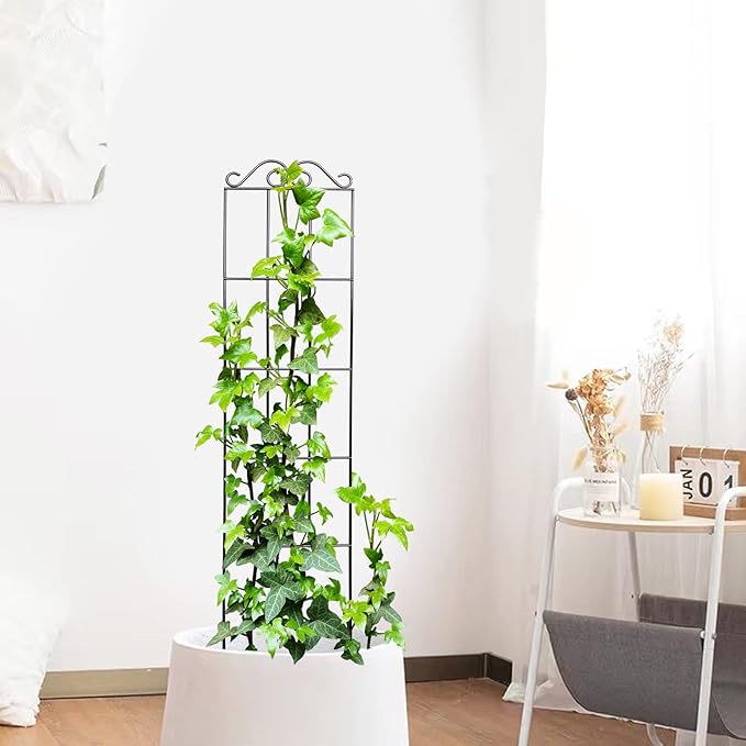 ARIFARO 37.5'' Metal Garden Trellis for Climbing Plants,(Pack of 4) Indoor/Outdoor Sturdy Plant Trellis for Potted Plants,House Plants, Climbing Vines, Black