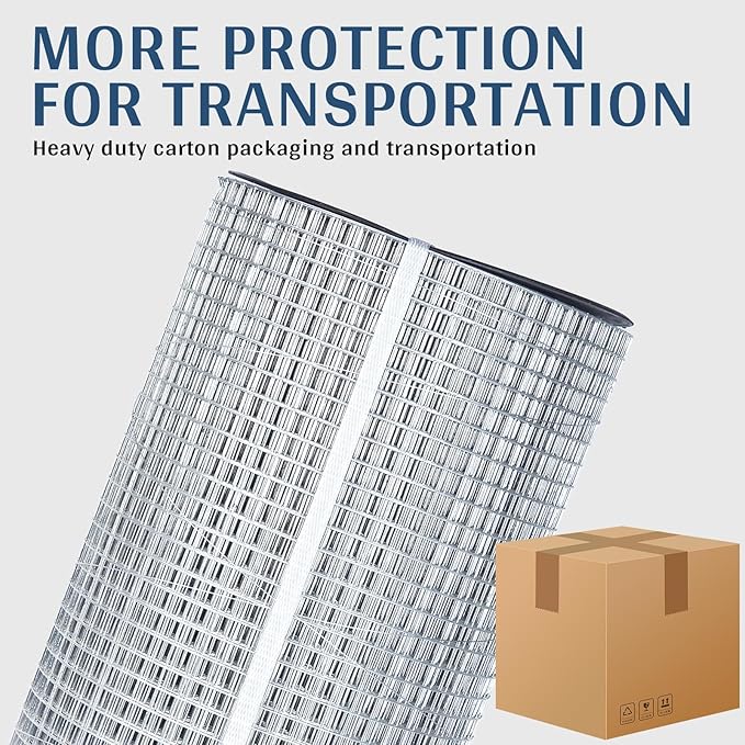 Galvanized Hardware Cloth 1/2 in. x 2 ft. x 50 ft. 19-Gauge, Wire Mesh Roll, Chicken Wire Fencing, Wire Fence Roll, Welded Wire, Rodent Mesh, Wire Cloth, Galvanized Mesh