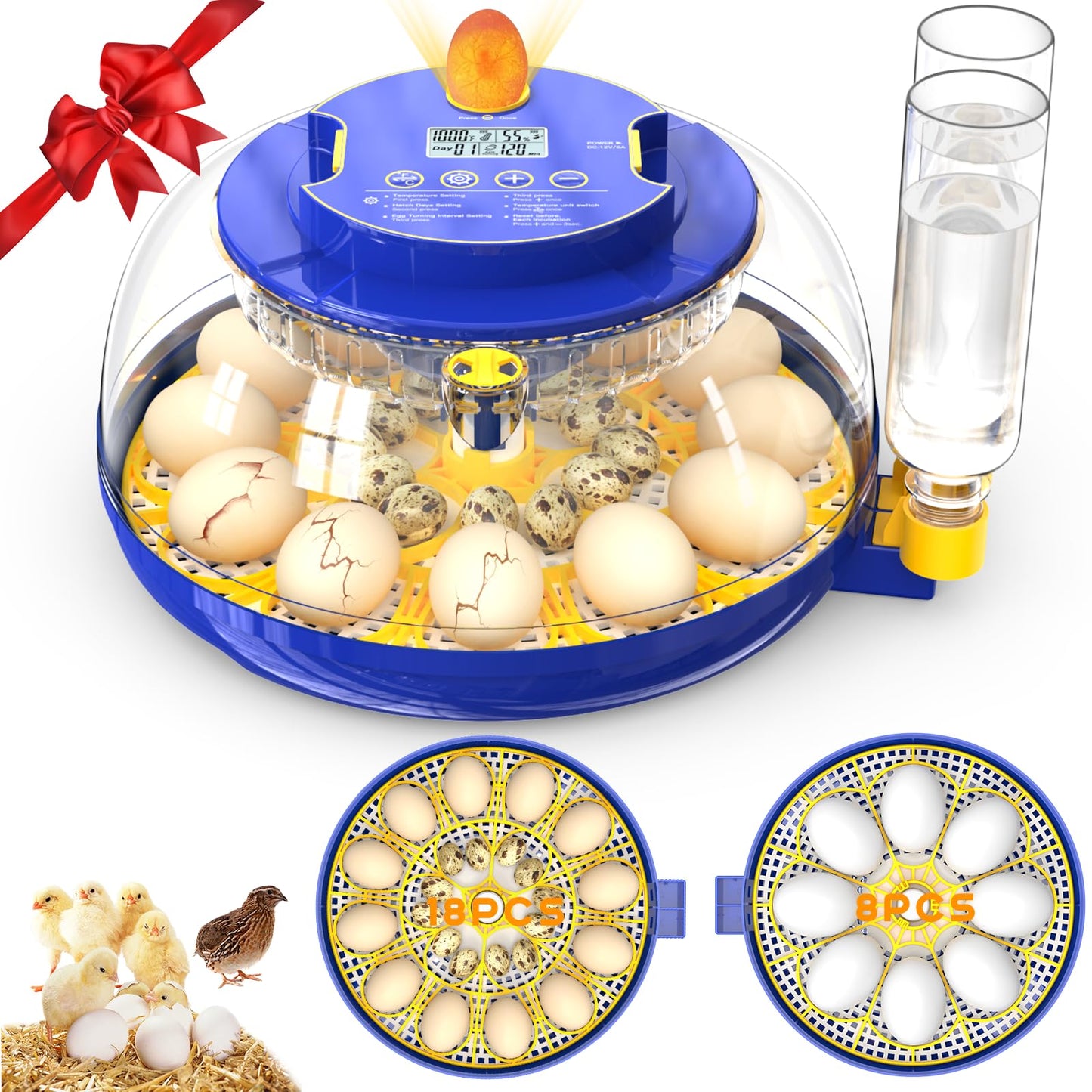 AsFrost Incubators for Hatching Eggs, 2025 Upgrade Chicken Egg Incubator with Precise Humidity & Temperature Control, Automatic Egg Turning, 8~40 Eggs Incubator for Chicken, Ducks, Goose, Quail -Blue