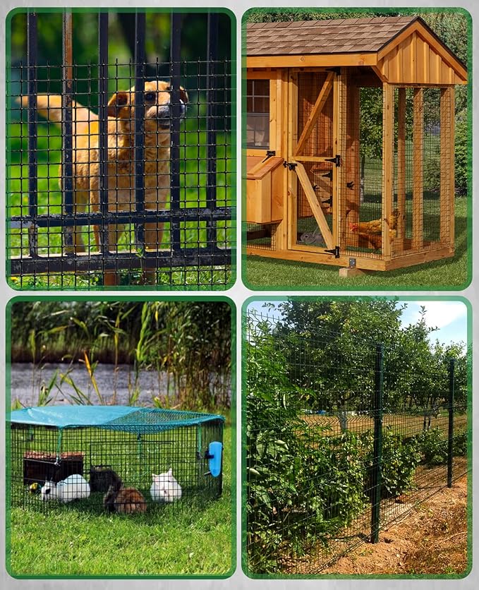 GoldPeak Black Hardware Cloth 1/2 inch 72 inch x 100 Foot 19 Gauge, Vinyl Coated Chicken Wire Mesh Roll Chicken Wire Fencing Garden Fencing Mesh Wire Fence Garden Fencing Wire Cloth