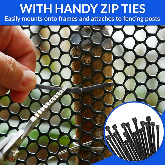 Plastic Wire Mesh Fence 15.7" x 31 ft – Chicken Wire Fencing for Dogs, Rabbits & Poultry – Snake Barrier & Fence for Balcony – Includes 30 Pegs & 20 Zip Ties – Durable, Weatherproof & Easy to Install