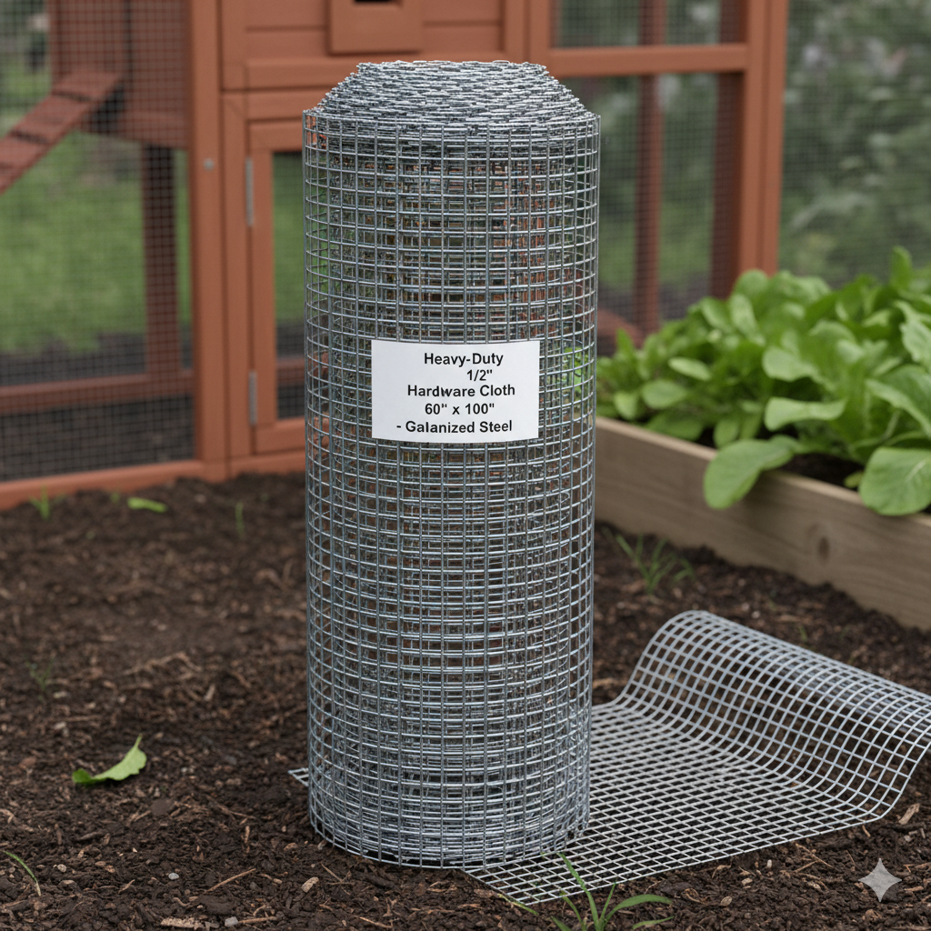 Galvanized 1/2 inch 19-gauge hardware cloth roll measuring 60 by 100 feet.