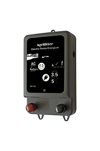 AgriOtter Electric Fence Energizer 20 Acre 2 in 1 Powered by Battery or AC Outlet 10000V 2J Pulse Electric