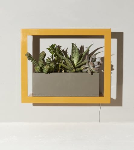 Modern Sprout Smart Growframe Wall Mounted LED Grow Light with Shelf -Mustard