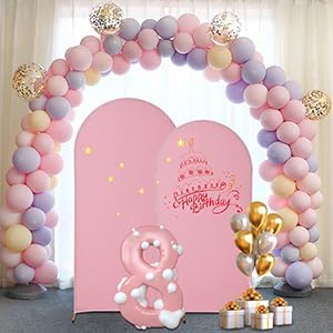 Wedding Arch Backdrop Stand, Gold Metal Arch Backdrop Stand for Wedding Baby Shower, Birthday, Anniversary, Graduation Garden Balloon Arch Decoration (Gold-5.9+6.6+7.2ft)