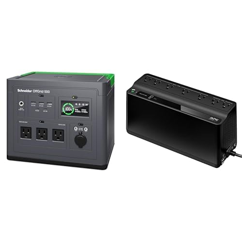 APC UPS and Solar Generator Power Bundle, 600VA UPS for the home/office; and 500W Portable Power Station for off-grid living (BE600M1, PPS500)