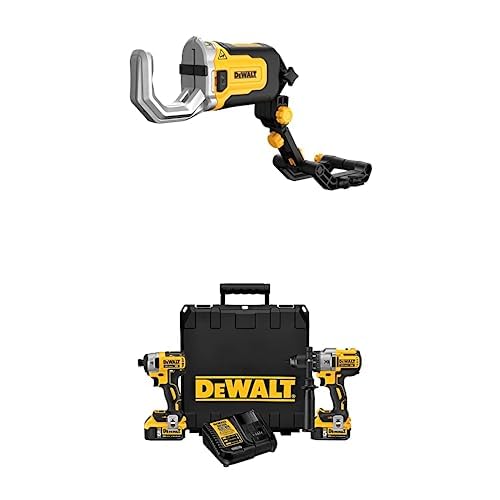 DEWALT IMPACT CONNECT PVC/PEX Cutter with Brace Bracket and DEWALT 20V MAX Hammer Drill and Impact Driver, Cordless Power Tool Combo Kit with 2 Batteries and Charger