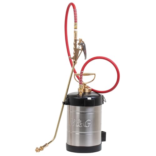 B&G - Primeline 1 Gallon Stainless Steel Sprayer (N124-CC-18) - Extenda-Ban Valve - 18" Brass Extension - 4-Way Crack & Crevice Tip - Durable, Precise, Field Repairable