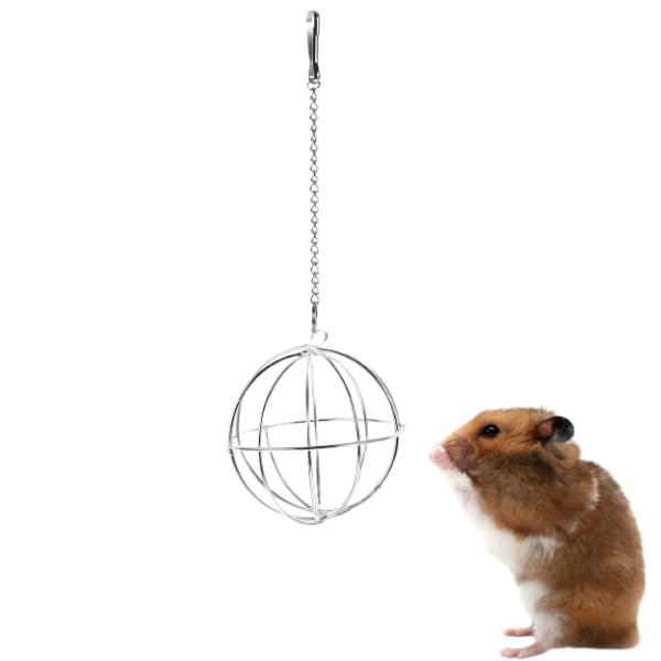 Balacoo Chinchilla Hay Feeder - Hanging Rabbit Hay Feed Dispenser, Stainless Steel Guinea Pig Holder Ball Feeder Toy for Bunny Guinea Pig Hamster Rat