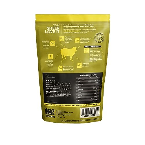 Redmond All Natural Sheep Mineral Supplement - Essential Trace Minerals for Overall Health and Growth Support - 5 lbs