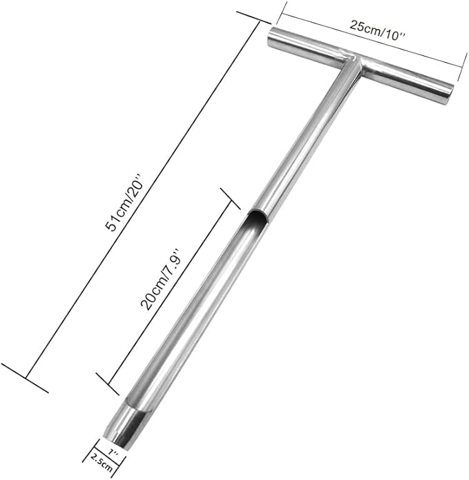 X·CELLENT Soil Probe, Soil Sample Probe 20 Inch with Reusable Soil Sampler Bags,Stainless Steel T-Style Handle Soil Test Kit, for Soil Sampling Plant Care/Agriculture/Garden/Farm(20”S/T-Style）