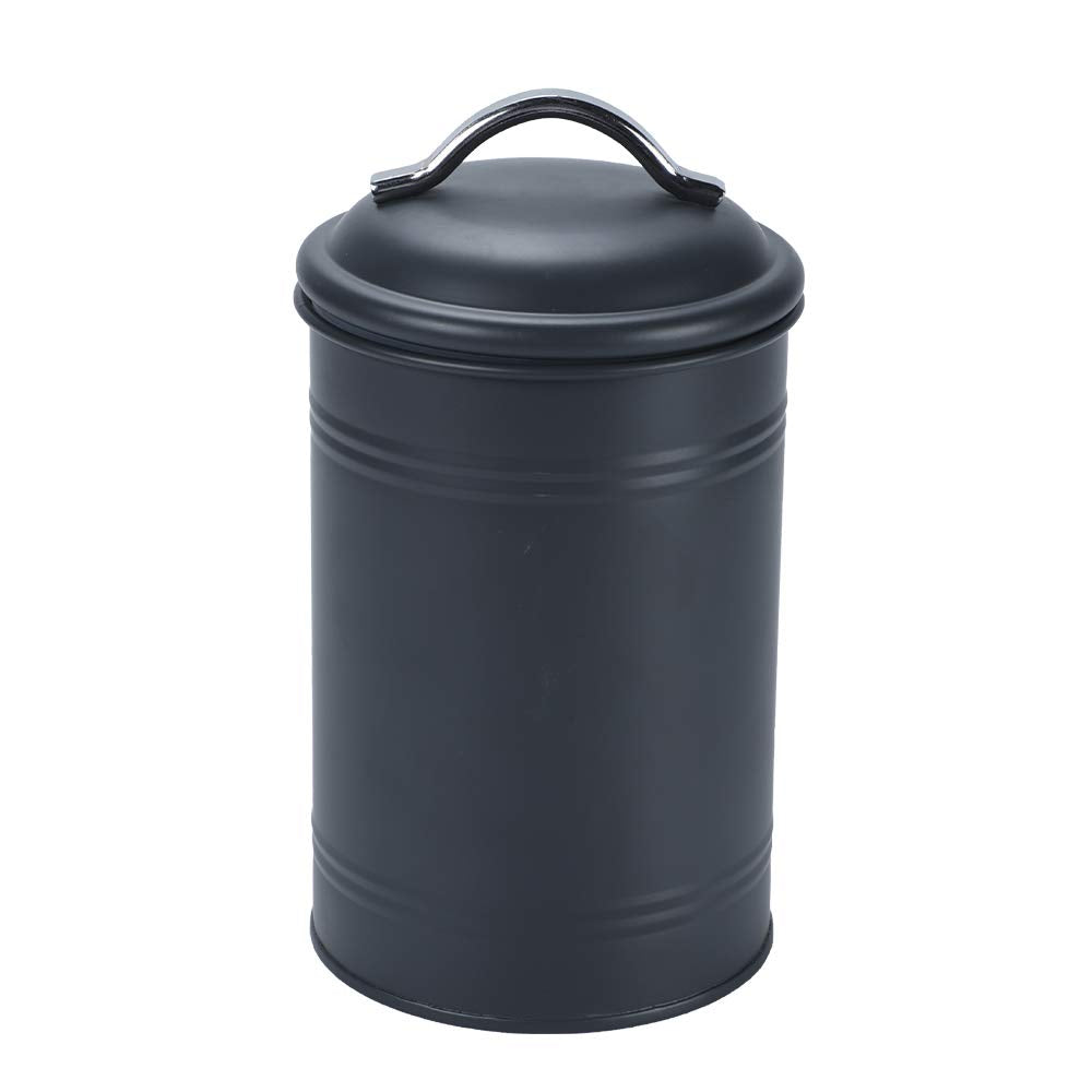 schonee Airtight Kitchen Canister with Lid, Rustic Farmhouse Decor Container for Dry Food Sugar Coffee Tea, Charcoal Gray Metal Countertop Storage Jar (7.87''H x 4.3''Dia.)