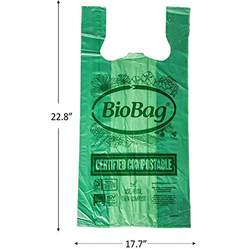 BioBag (USA) 100% Certified Compostable Shopping Bags, 20 lb Capacity, 10 Gallon 500 Count, Large Size Shopper, Great for On The Go, Farmers Markets, Grocery Stores, Restaurants