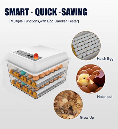 Egg Incubator,Egg Incubator with Automatic Egg Turning and Humidity Control,Poultry Hatcher for Chickens Ducks Birds (128 Eggs)