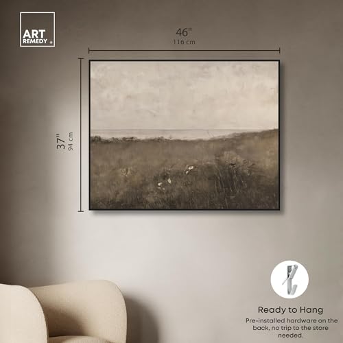 Art Remedy Farmhouse Landscape Canvas, 45" x 36", Black Frame, Dust Settles