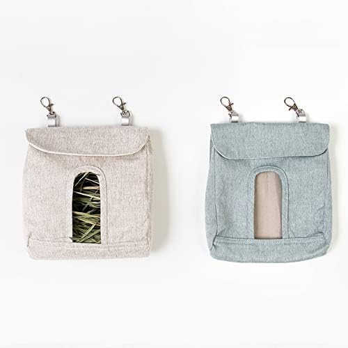 Rabbit Hay Feeder Bag, Guinea Pig Hay Feeder Storage,Sack Hay Bag Feeding Bag Storage for Chinchilla Hamsters Rabbit Guinea Pig Small Animals (M, Blue)