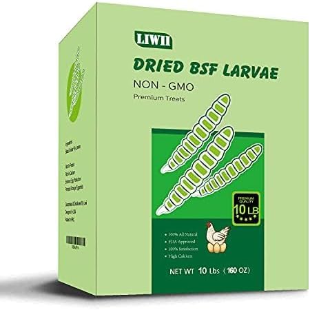 LIWII 10LB Dried Black Soldier Fly Larvae, 86X Calcium Than Dried Mealworms, High Protein Non-GMO Organic Chicken Feed