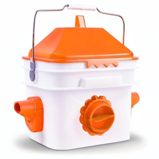 GUEOQTC-10 Pounds Chicken Feeder with 4 Ports, Rainproof Poultry Feeder for Up to 10 Adult Chickens or 15 Chicks（Patented Products）