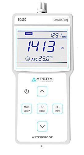 Apera Instruments AI412 EC400 Portable EC (Conductivity)/TDS Meter Kit, 0 to 200.0 MS/cm Measuring Range