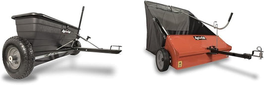 Agri-Fab Polypropylene 45-0288 175-Pound Max Tow Behind Drop Spreader, Black 42 Inch & 45-0492 Lawn Sweeper, 44-Inch Orange