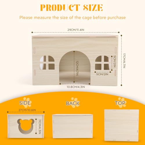 Guinea Pig Hideout Wooden House, Hamster House, Chinchilla Castle and Guinea Pig Hut with Windows, Small Animal Houses and Habitats for Hedgehogs, Rats, Ferret, Gerbils
