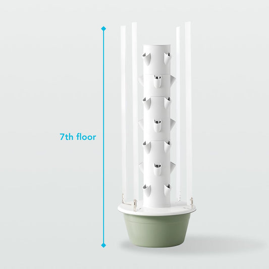 Flora Indoor Hydroponic Garden Tower with LED Grow Lights - Self-Watering Hydroponics System with Pump, Adapter, and Net Pots for Growing Herbs & Vegetables