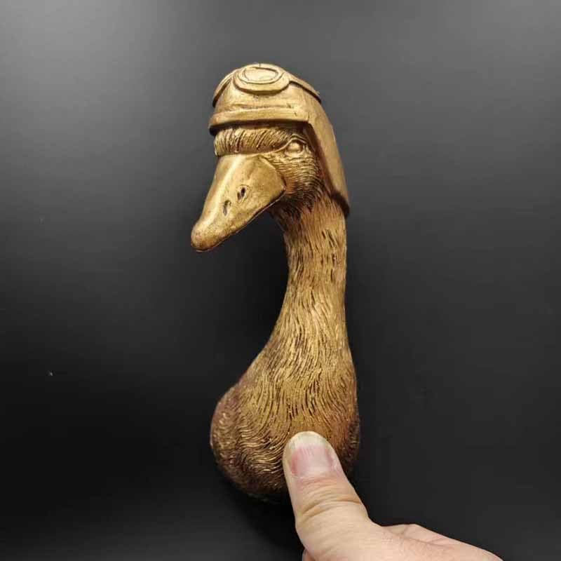 Coyoohouse 3D Head Wall Mount Samll Ornament, Animal Heads for Wall Art Hanging Sculptures, Small Metal Wall Resin Art Wall Decor Ornament Waterproof Bronzed Resin Decorations for Home(Duck)