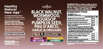 Black Walnut Wormwood Cleanse Drops - Liquid Soursop, Garlic, Pumpkin Seed, PAU D'Arco, Oil of Oregano, Turmeric, Berberine, Neem Extract, Hull Bark, Tincture - - 4oz