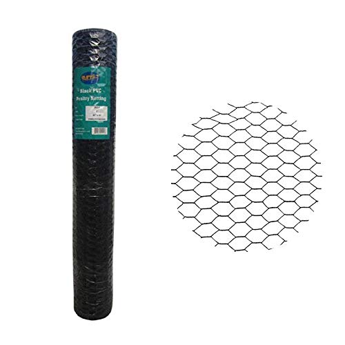 PVC Hexagonal Poultry Netting Chicken Wire 48 inches x 50 feet x 1 inch Mesh 20GA Black
