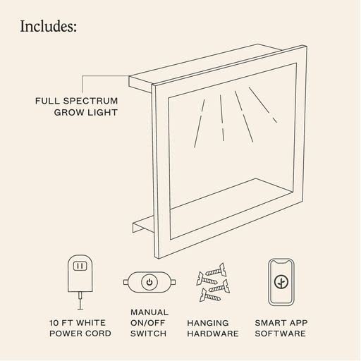 Modern Sprout Smart Growframe Wall Mounted LED Grow Light with Shelf - Emerald