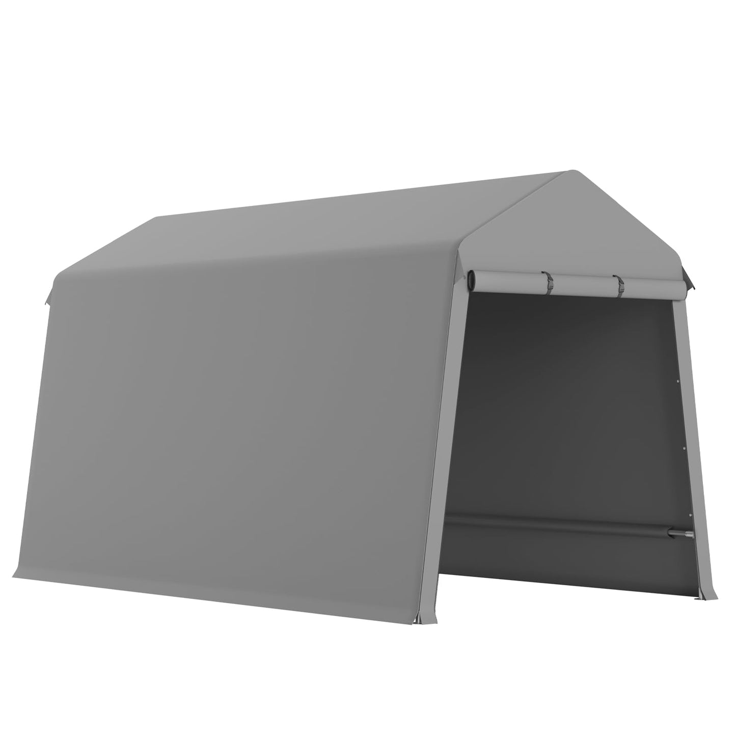 7X12 Ft Outdoor Portable Storage Shelter Shed with Rolled Up Zipper Doors & Vents, Heavy Duty Carport for Motorcycle Waterproof and Uv Resistant Anti-Snow Portable Garage Kit Tent, Gray