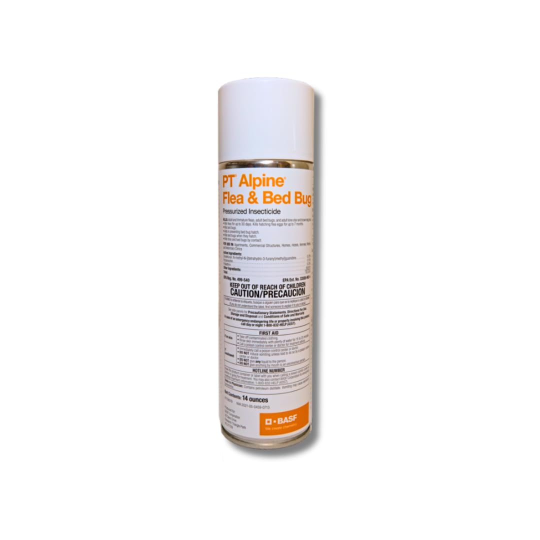 BASF PT Alpine Flea & Bed Bug Killer, Fast Acting Insecticide, Extended Long Lasting Pest Control Formula, Quick Dry, Non-staining, Ready to Use Spray Can 14 oz