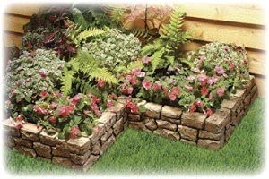 Gardeneer by Dalen Stone Wall Border Landscape Edging – 6 Inch Garden Hand Painted Easy DIY Installation for Landscaping Lightweight Realistic Design (Sandstone) 4 Pack (E4-104X)