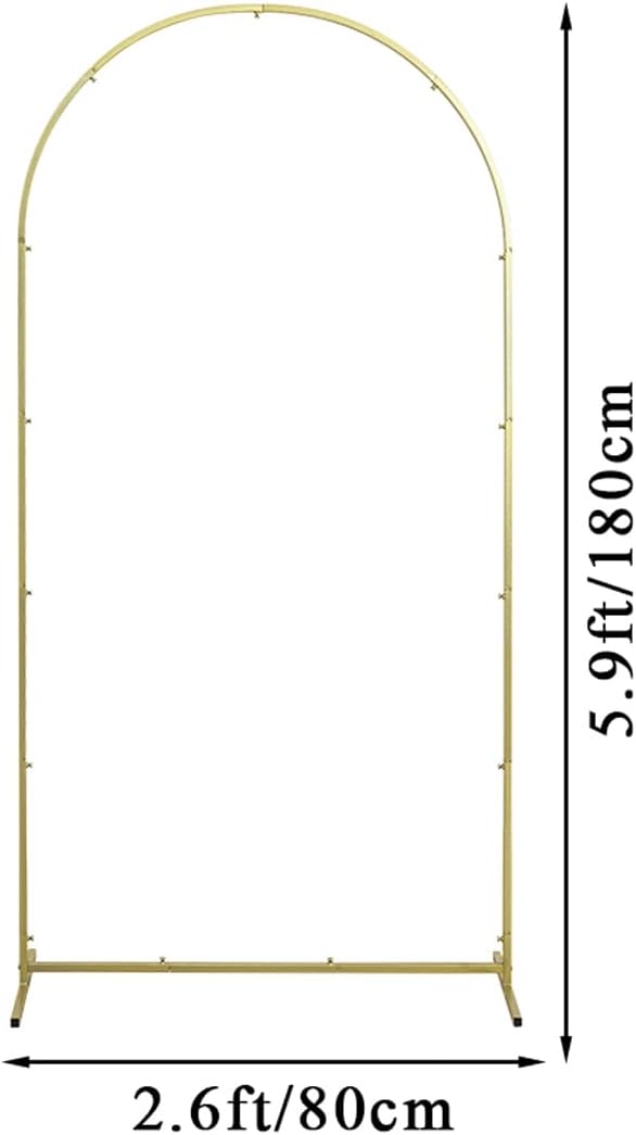 Wedding Arch Backdrop Stand, Gold Metal Arch Backdrop Stand for Wedding Baby Shower, Birthday, Anniversary, Graduation Garden Balloon Arch Decoration (Gold-5.9X2.6FT)