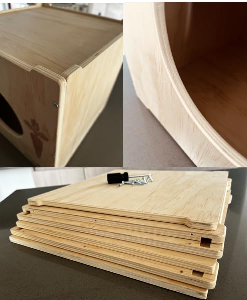 NIKOS PETS - Wooden Rabbit Hideout, Rabbit Bed, Indoor Hutch, Bunny House Pet for Bunnies, Guinea Pigs, Outdoor Shelter Hut, Small Animal Hideaway, Bunny Playground (12.5 x 12.5 in)
