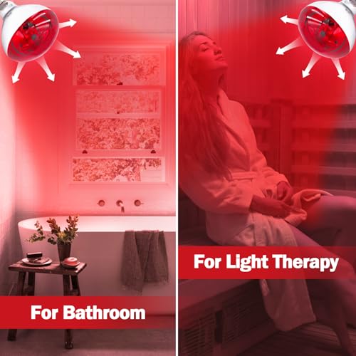 Tujinxiangsheng 250 Watt R40 Red Heat Lamp Bulbs (2-Pack) - Infrared Incandescent Light Bulb for Chickens, Chicks, Reptiles, Pets, Poultry, Brooder, Coop, Bathroom & Sauna - E26 Base, 120V