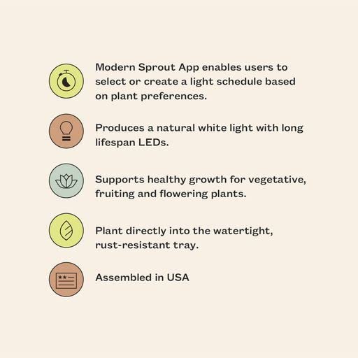 Modern Sprout Smart Growhouse - LED Grow Light for Indoor Plants - Plant Grow Light for Indoor Gardening System - Countertop Planter for Herb Garden with Smart App Control - Brass