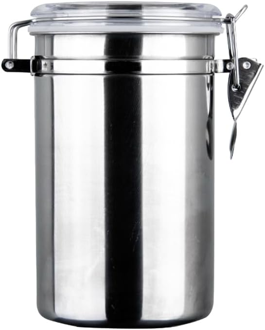STOBAZA Stainless Steel Canisters for Kitchen, 65 Oz Airtight Food Storage Canister with Clear Lid, Metal Food Container for Sugar, Flour, Tea, Candy, Cookie, Spice