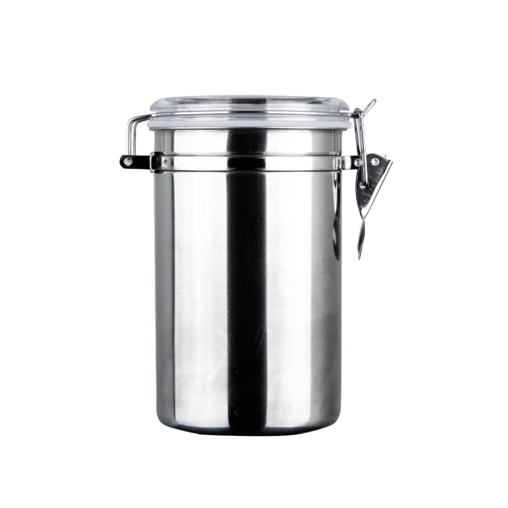 STOBAZA Stainless Steel Canisters for Kitchen, 65 Oz Airtight Food Storage Canister with Clear Lid, Metal Food Container for Sugar, Flour, Tea, Candy, Cookie, Spice