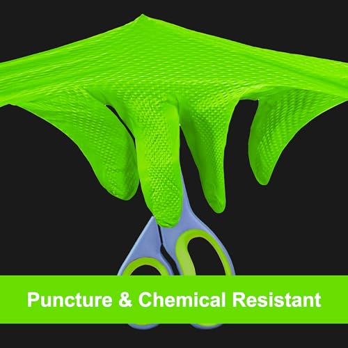 GLOVEWORKS HD Green Nitrile Industrial Disposable Gloves, 8 Mil, Latex-Free, Raised Diamond Texture, Large, Case of 1000