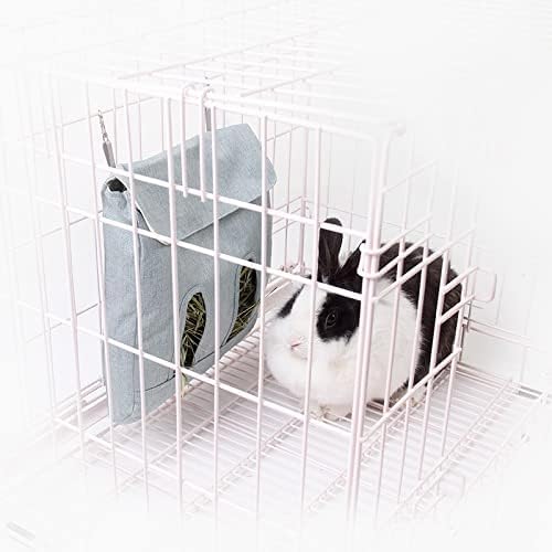 Rabbit Hay Feeder Bag, Guinea Pig Hay Feeder Storage,Sack Hay Bag Feeding Storage for Chinchilla Hamsters Rabbit Guinea Pig Small Animals (L, Blue)