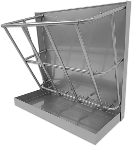 BUYYAH Hay Feeder Goat, 21 Gallon Multiple Sided Goat Hay Rack, Heavy Duty Iron 2 in 1 Hay Rack for Sheep, Horses, with Detachable Grain Tray, Effortless Installation in Farm, Yield