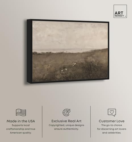 Art Remedy Farmhouse Landscape Canvas, 45" x 36", Black Frame, Dust Settles