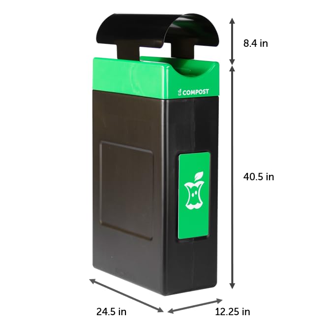 Avante™ Series Made in The USA, Black Compost Container, 30-Gallon Narrow, Green Compost Panel, Green Lid, Black Canopy, Liner Included