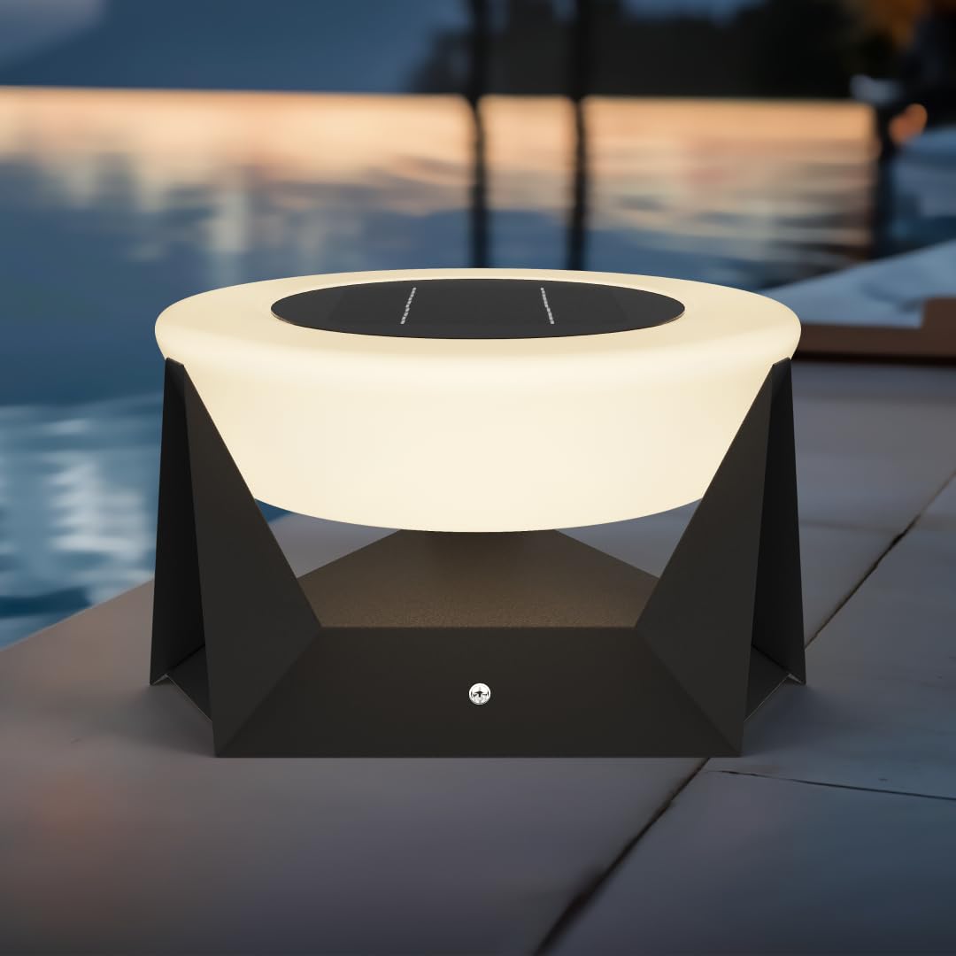 𝗠𝗢𝗗 𝗟𝗜𝗚𝗛𝗧𝗜𝗡𝗚 Skye | Solar Post Lights, Fence Solar Cap Lights Outdoor Waterproof IP65, Bollard Lights, LED Outdoor Lamp for Yard and Patio Dimmable with Remote (Medium | 11x6" | Warm White)