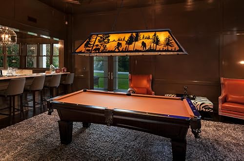 TOCHIC Tiffany Pool Table Lights, 5 Rustic Bigfoot Billiard Chandelier Lights for Over Table, 60" Farmhouse Western Billiard Light for Game Room Man Cave Club Barn