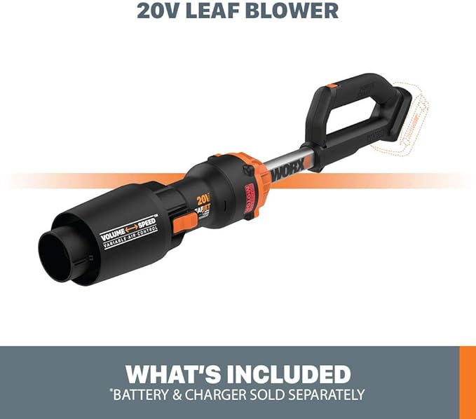 WORX Nitro WG543.9 20V Cordless Leaf Blower, Electric Blower with 410CFM & 130MPH, Blowers for Lawn Care with 2.3 Lbs, Battery & Charger Not Included