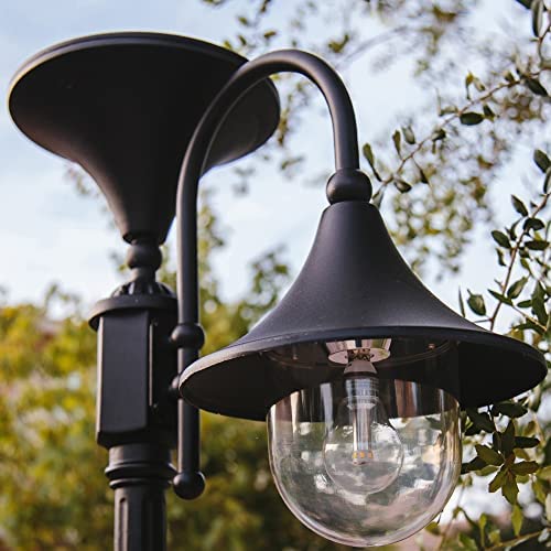 Gama Sonic Everest 92 in. Black Modern LED Solar Landscape Lamp Post Light Black