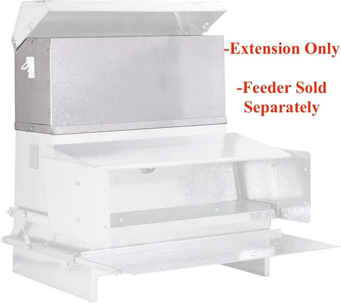 RentACoop Treadle Feeder Extension - 15lb Capacity - Compatible with 25lb and 40lb Automatic Metal Treadle Feeder - Outdoor Use, Rainproof with Latch Style Lid Locks