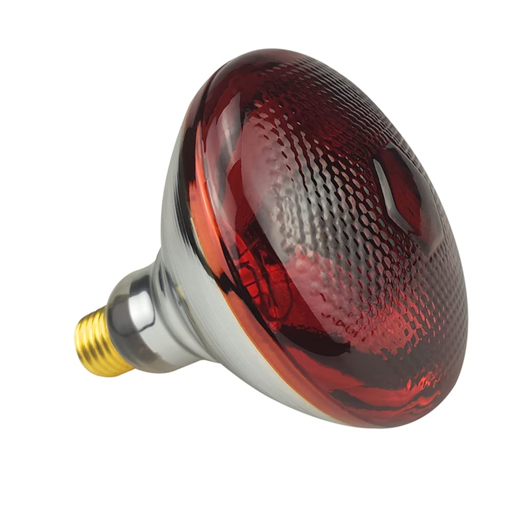 BONGBADA Heat Lamp PAR38 250W 2 Pack Red Infrared Heavy Glass Lamp Bulb for Food Service,Brooder Bulb,Chicks,Pet, Bathroom,Light Therapy,Reptiles and Amphibian.